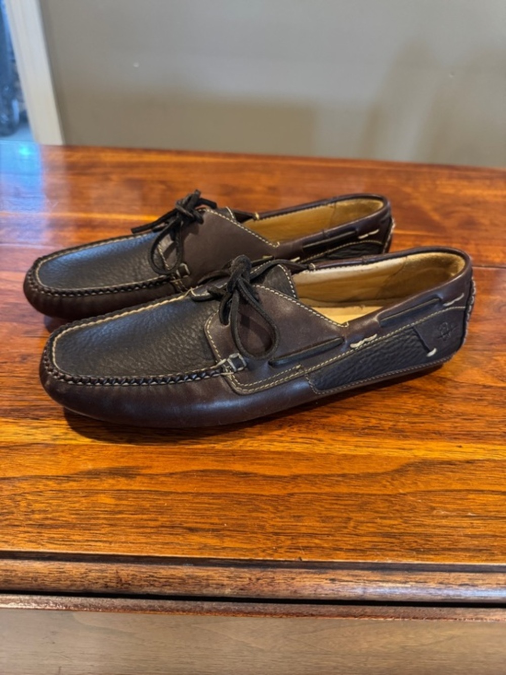 Men's Dark Brown Leather Lace-Trim Driving Loafers